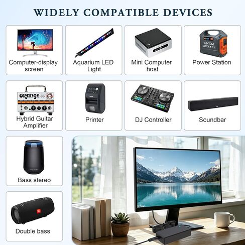 15V 4A 60W AC/DC Adapter, Universal Power Supply with 5 Selectable DC Tips, 5.5x2.5mm Main Plug, 100-240V Worldwide Input for Car Jump Starter, Soundbar, LED Ring Light, Security Camera in Saudi Arabia