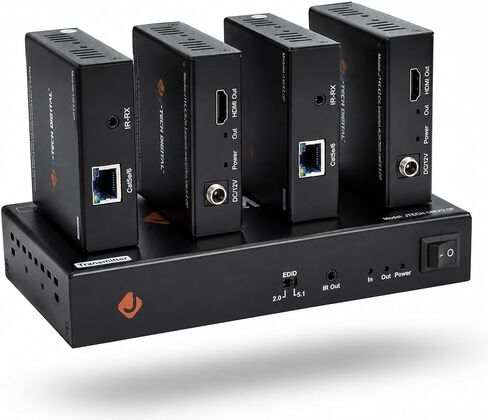 J-Tech Digital ProAV 1X8 HDMI موسع HDMI مكبر صوت HDMI مقسم عبر كابل إيثرنت مع وظائف IR ثنائية الاتجاه وEDID (1x8) in Kuwait