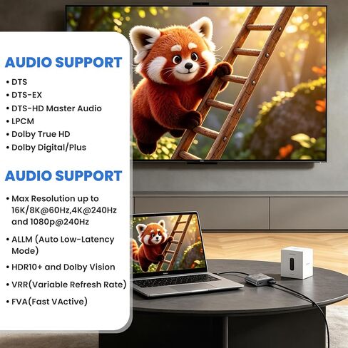 HDMI 2.1 Switch 16K/8K@120Hz/4K@240Hz - HDMI Switch 2 in 1 Out/HDMI Switch 1 in 2 Out, HDMI Splitter with VRR HDR10+ Dolby Atmos, 48Gbps HDMI Switcher for PS5/4 Xbox Switch 2 Roku Firestick Apple TV in Kuwait