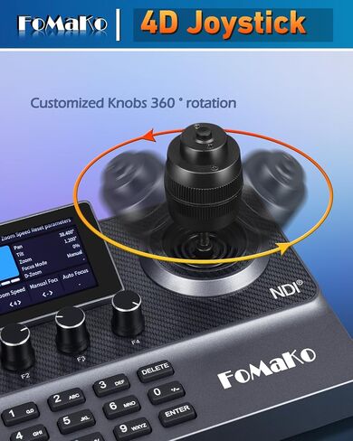 FoMaKo NDI PTZ Camera Controller, LCD Preview, NDI PTZ Controller Keyboard with 4D Joystick, for Church Worship Education Conference Events (NDI License Included) KC606N NDI Controller in Saudi Arabia