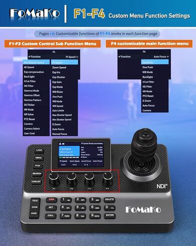 FoMaKo NDI PTZ Camera Controller, LCD Preview, NDI PTZ Controller Keyboard with 4D Joystick, for Church Worship Education Conference Events (NDI License Included) KC606N NDI Controller in Saudi Arabia