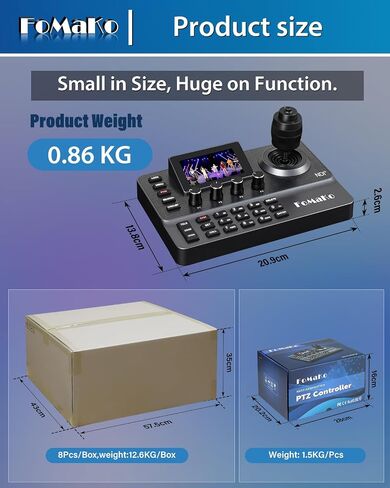 FoMaKo NDI PTZ Camera Controller, LCD Preview, NDI PTZ Controller Keyboard with 4D Joystick, for Church Worship Education Conference Events (NDI License Included) KC606N NDI Controller in Saudi Arabia