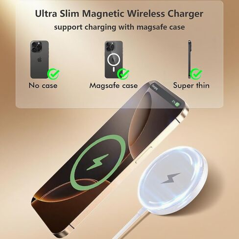 شاحن لاسلكي مغناطيسي لهاتف iPhone 17/16/15، شاحن Apple MagSafe بقدرة 15 واط و6 أقدام in Kuwait