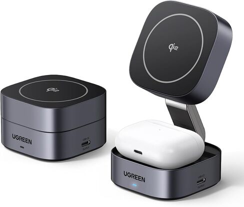UGREEN MagFlow Qi2 15W 2-in-1 Foldable Wireless Charging Station in Saudi Arabia