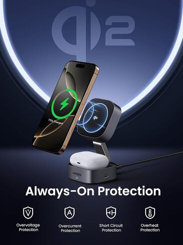 UGREEN MagFlow Qi2 15W 2-in-1 Foldable Wireless Charging Station in Saudi Arabia