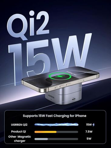 UGREEN MagFlow Qi2 15W 2-in-1 Foldable Wireless Charging Station in Saudi Arabia