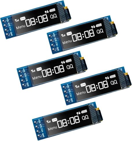 Hosyond 5 Pcs 0.91 Inch I2C OLED Display Module IIC OLED Screen DC 3.3V~5V Compatible with Arduino Raspberry PI (White Display Color) in Saudi Arabia