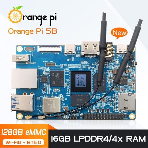 Orange Pi 5B 16GB LPDDR4/4X Rockchip RK3588S 8-Core 64 Bit Single Board Computer with Onboard 128GB eMMC Flash, Run Linux/Debian/Ubuntu/Android OS(16GB128GB+ Power Supply) in Saudi Arabia