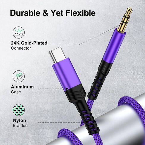 كابل USB C إلى 3.5 ملم صوت Aux Jack 3FT Samsung Headphone Male Cord in Kuwait