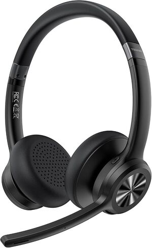 TECKNET Wireless Headset, Bluetooth Headset with Noise Cancelling Microphone - Rechargeable Bluetooth V5.2 Headphones, 50H Playtime & Mic Mute, On Ear Headphones for Trucker/Remote Work/Call Center in Saudi Arabia