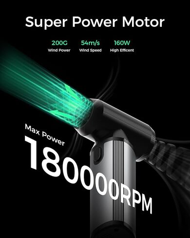 EG evoger Electric Air Duster,180000RPM Super Power Handheld Cordless Air Duster 6000mAh 3-Gear Adjustable Dust Blower for Computer, Keyboard,Outdoor, House, Car in Kuwait