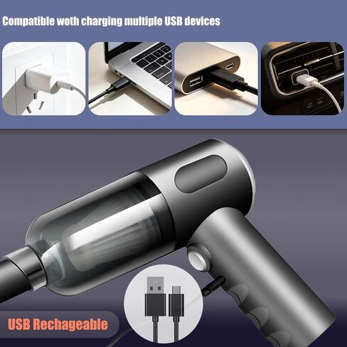 Compressed Air Duster Wireless Handheld Car Vacuum Cleaner, Air Blower 3 in 1 Electric Air Dusters Computer Vacuums Keyboard Cleaner Power Rechargeable Vacuum for Desk Home and Office Dust Cleaning in Kuwait