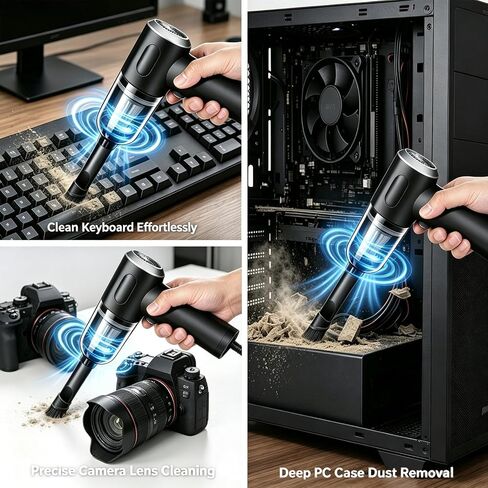 Compressed Air Duster Wireless Handheld Car Vacuum Cleaner, Air Blower 3 in 1 Electric Air Dusters Computer Vacuums Keyboard Cleaner Power Rechargeable Vacuum for Desk Home and Office Dust Cleaning in Kuwait