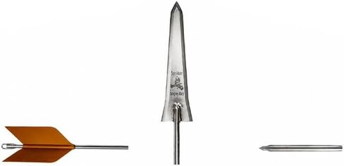 Slock Master Tim Wells Sparrow Hawk Spear, Long-Range Throwing Spear with Arrow-Style Stabilizing Wings, Grooved Handle for Controlled Throwing, Stainless Steel Shaft, Razor-Sharp Spear Tip in Kuwait