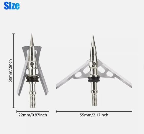 12Pcs 100 Grain Archery Broadheads 2" Dia Expandable Hunting Arrowhead in Saudi Arabia