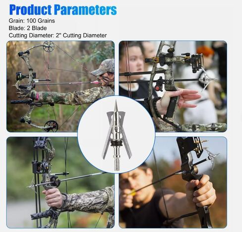 12Pcs 100 Grain Archery Broadheads 2" Dia Expandable Hunting Arrowhead in Saudi Arabia