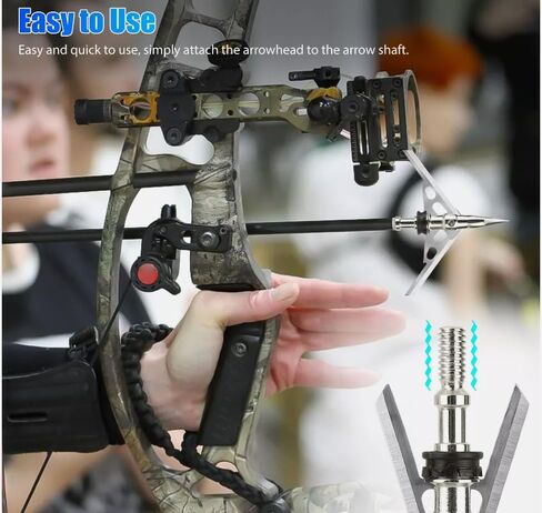 12Pcs 100 Grain Archery Broadheads 2" Dia Expandable Hunting Arrowhead in Saudi Arabia