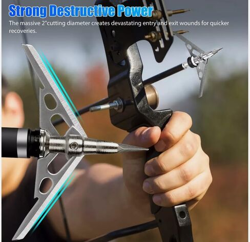 12Pcs 100 Grain Archery Broadheads 2" Dia Expandable Hunting Arrowhead in Saudi Arabia