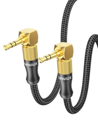 VANAUX 90 Degree Right Angle Aux Cable Male to Male 3.5mm Audio Cable Stereo Aux Cord Compatible with Laptop, Smartphone, Music Player,Tablets,Speakers (1.5feet/0.5m) in Kuwait