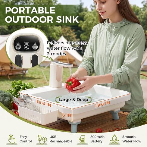 Portable Camping Sink with Floor Stand, Outdoor Wash Station Set in Kuwait