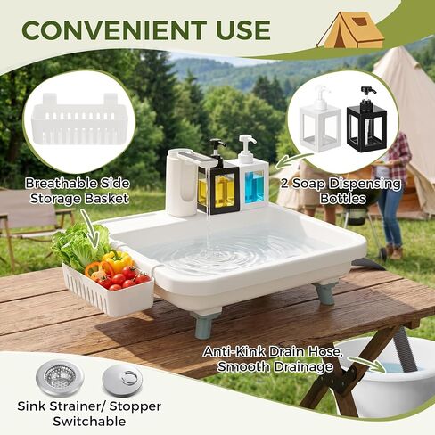 Portable Camping Sink with Floor Stand, Outdoor Wash Station Set in Kuwait