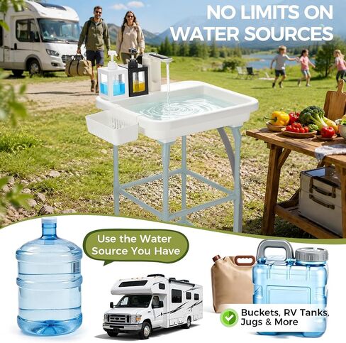 Portable Camping Sink with Floor Stand, Outdoor Wash Station Set in Kuwait