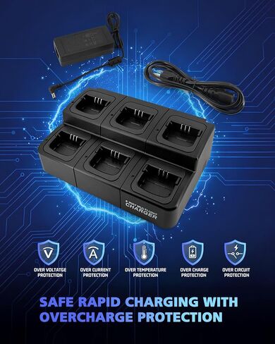 CP200D 6 Unit Multi Charger Replacement for PMLN6588A Six Way Rapid Charger Compatible with Motorola CP200D CP200 EP450 GP3688 R2 XIR P3688 DEP450 & NNTN4851 NNTN4497 NNTN4970 PMNN4450 Batteries in Saudi Arabia