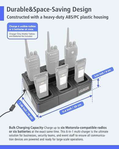 CP200D 6 Unit Multi Charger Replacement for PMLN6588A Six Way Rapid Charger Compatible with Motorola CP200D CP200 EP450 GP3688 R2 XIR P3688 DEP450 & NNTN4851 NNTN4497 NNTN4970 PMNN4450 Batteries in Saudi Arabia
