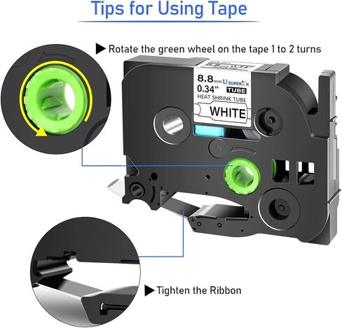 USUPERINK 5 PK Compatible for Brother Ptouch HSe-221 HSe221 HS-221 HS221 8.8mm Black on White Heat Shrink Tube Label Tape use in PT-D210 PT-D400 PT-E300 PT-E500 PT-P750WVP Label Maker (0.34''x 4.92ft) in Kuwait