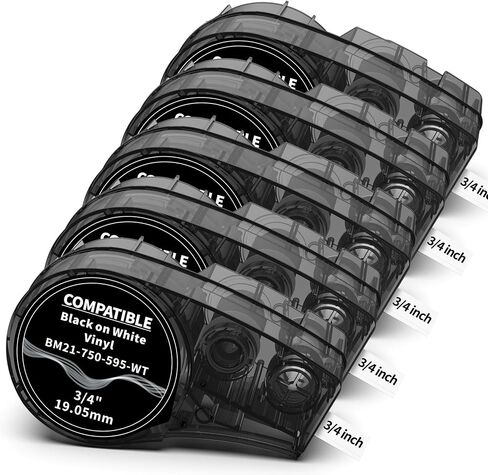 5-Pack Compatible M21-500-595-WT All-Weather Vinyl Label White .5'' W 21' L in Saudi Arabia