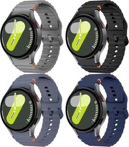 4 قطع من الأربطة المتوافقة مع ساعة Samsung Galaxy Watch 7 Bands 40mm 44mm، 20mm بدون فجوة حزام رياضي من السيليكون لساعة Galaxy Watch 7 6 5 4 FE النساء والرجال in Kuwait