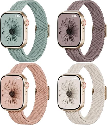 4 Pack Slim Stretchy Braided Compatible with Apple Watch Bands Women Men in Kuwait