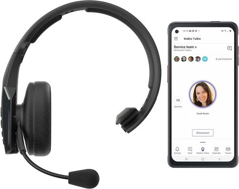 BlueParrott C300-XT MS Noise Cancelling Bluetooth Headset–Hands-Free Wireless Headset Programmed with Access to Microsoft Teams Walkie Talkie,Long Wireless Range with Superior Sound,IP65-Rated, Black in Kuwait