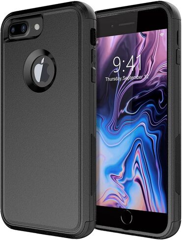 Diverbox Case [Shockproof] [Dropproof] [Dust-Proof],Heavy Duty Protection Phone Cover for Apple iPhone 8 Plus & 7 Plus (Black) in Saudi Arabia