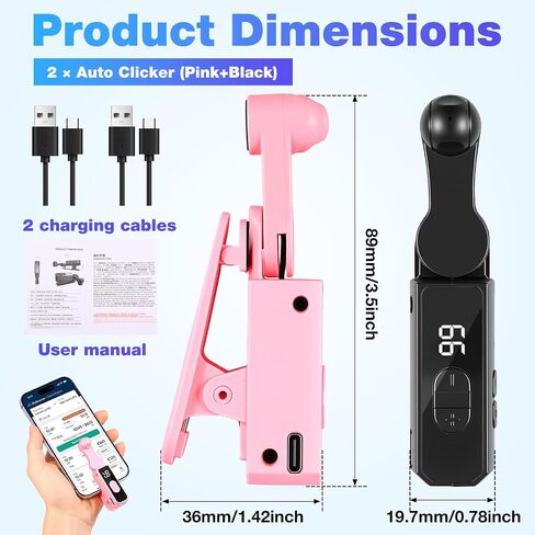 2 Pack Auto Clicker Tapper for Phone Rechargeable & 107 Adjustable Speeds in Saudi Arabia