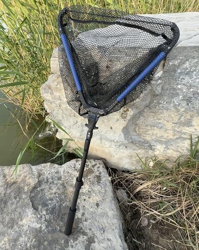 Tripquips Upgraded Foldable Floating Fishing Net, Rubber Coated Foldable Landing Net with Telescoping Pole Handle, Fishing Gear and Gifts for Men in Kuwait