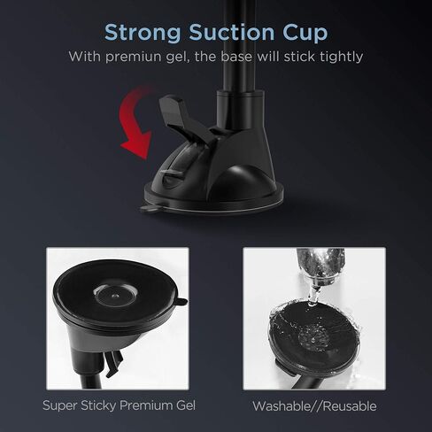 IPOW Long Arm Universal Magnetic Cradle Windshield Dashboard Cell Phone Mount Holder with 4 Metal Plates, Soft Firm Goose Arm & Enhanced Suction Cup in Kuwait