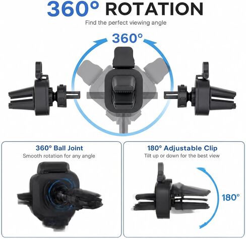 Car Vent Phone Mount for Car, Universal Cell Phone Holder for Car Vent, 360° Rotating Auto Air Vent Phone Holder Compatible with iPhone 16 15 14 13 12 Pro Max, Samsung Galaxy and Smartphones in Saudi Arabia