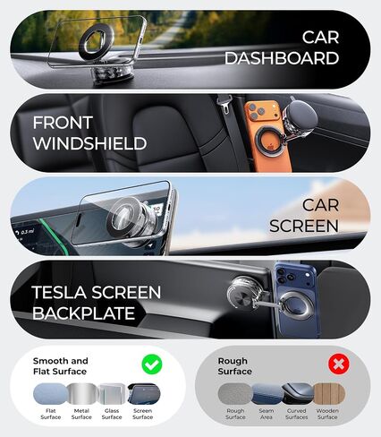 Meifigno Fits 360 ° Rotating Magsafe Car Mount, Phone Holder for Car Tesla in Saudi Arabia