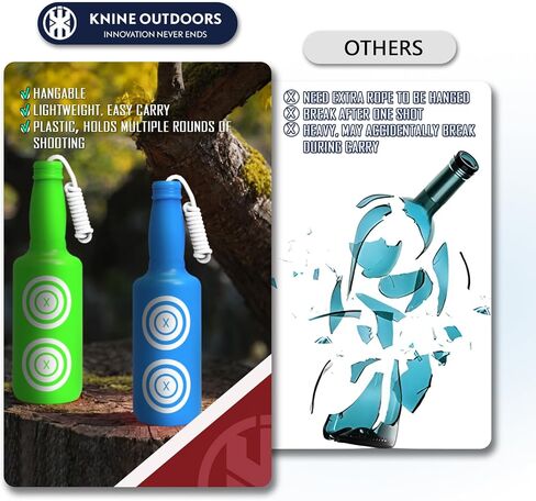 KNINE OUTDOORS 6 Pack Plastic Bottles Shooting Targets for Shooting, 6 Bright Colors with Hanging Rope for Target Practice, Target Practice for Airsoft Pellet Pistol BB Gun in Kuwait