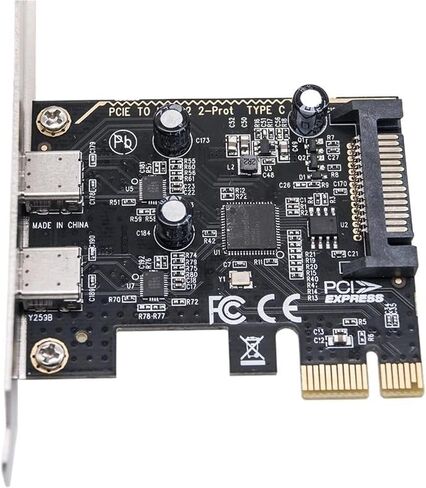 PCIe x1 ASM1042 Dual USB3.2 Gen1 5Gbps Type-C Card in Saudi Arabia