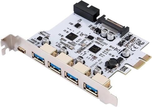 بطاقة توسيع PCIe USB 5 × USB3.0 + 1 × منفذ USB3.1 (أبيض) in Kuwait