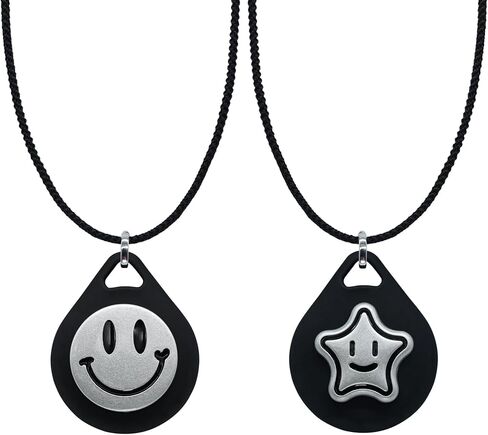 2 Pack Kids Necklace Holder for Airtag 2nd & 1st - Adjustable Nylon Chains, Silicone Space Necklace for Boys in Saudi Arabia