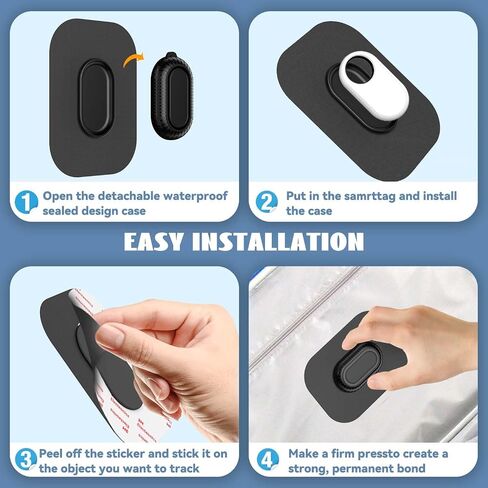 [2-Pack] Case for Galaxy SmartTag2 Fabric Holder | Secure & Discreet, Full Protection Galaxy Smart Tag 2 Holder with 3M Adhesive Sticker for Luggage,Camera Bags, Backpacks & Purses etc.(Black&Black) in Kuwait