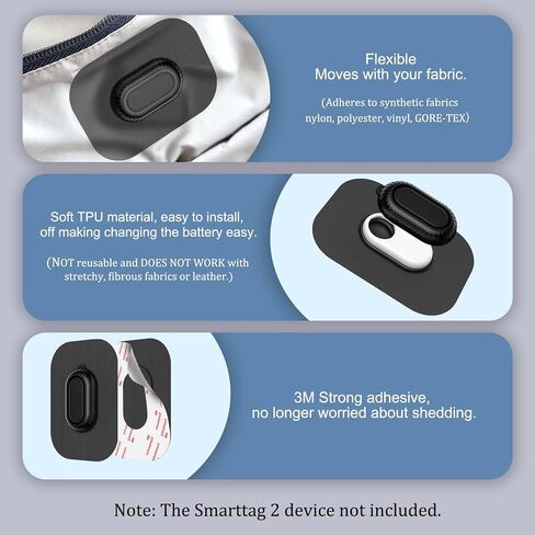 [2-Pack] Case for Galaxy SmartTag2 Fabric Holder | Secure & Discreet, Full Protection Galaxy Smart Tag 2 Holder with 3M Adhesive Sticker for Luggage,Camera Bags, Backpacks & Purses etc.(Black&Black) in Kuwait