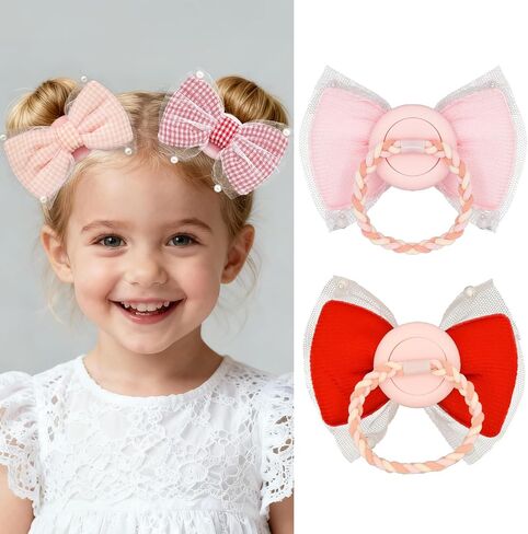 Wonhibo Hidden Holder for Airtag (1st and 2nd) - 2 Pack Tracker Bow Hair Ties for Toddler & Girls - Elastics Ponytail Bands (Sparkly Bow) in Saudi Arabia