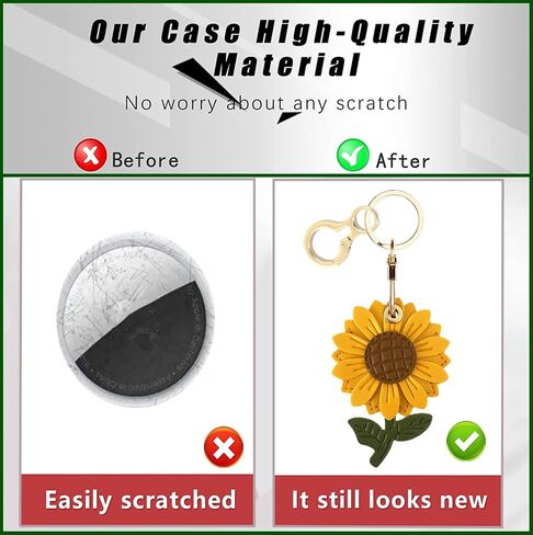 BORKUANA PU Leather Keychain holder Protective Case Compatible with AirTag in Kuwait
