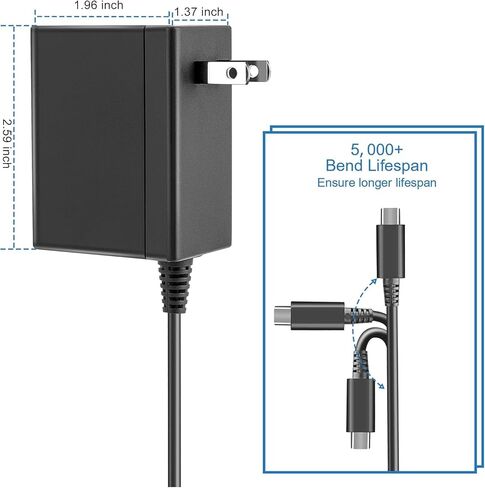 Switch Charger with 4.9FT Charging Cable, AC Adapter in Kuwait