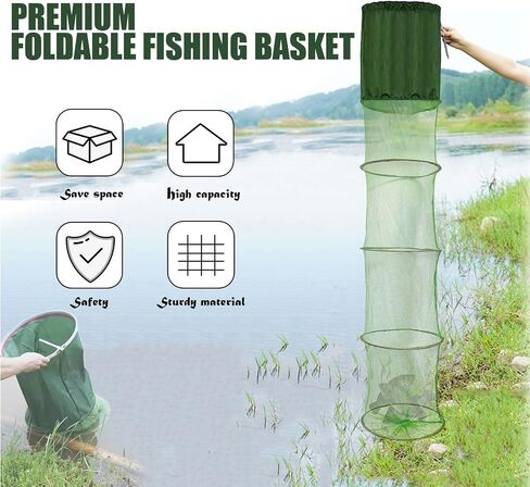 Portable Foldable Fish Basket, Collapsible Nylon Cage Basket in Saudi Arabia