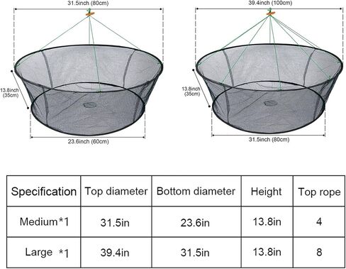 2PCS Portable Folded Fishing Net, 31.5 inch/39.4 inch in Saudi Arabia